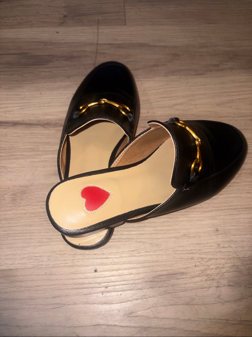 Women’s Black Leather Mule With Gold Horsebit Accent Size 4.5 — image 4 of 8